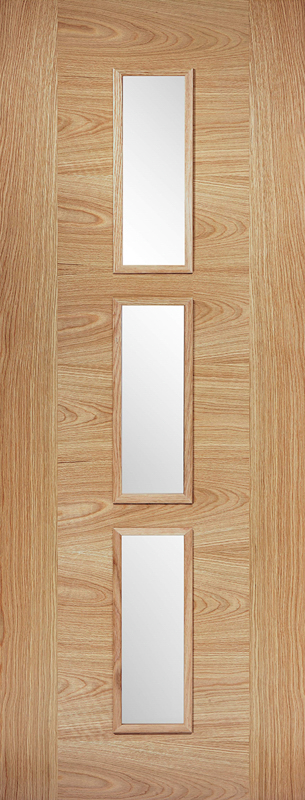 Oak Sofia Pre-Finished Glazed 3 Light Internal Door - The Wooden Door Company