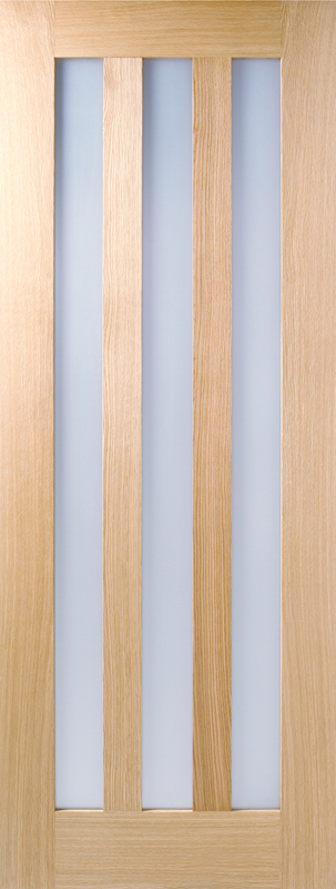Oak Utah Pre-Finished Glazed 3 Light Frosted Internal Door - The Wooden Door Company