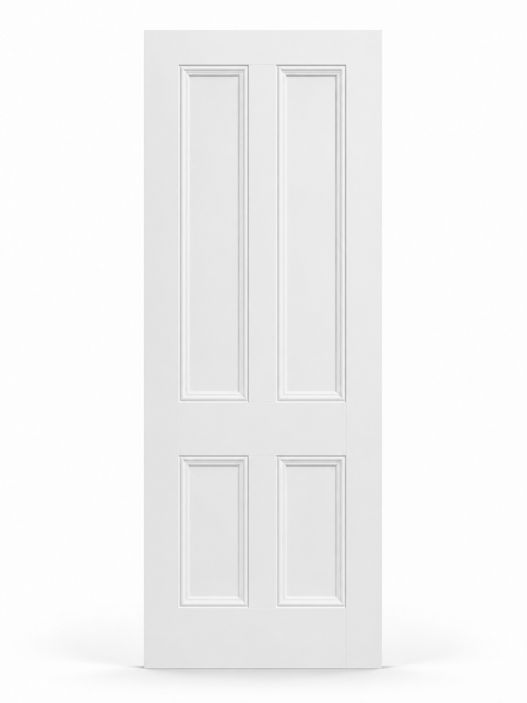 The Edwardian bespoke white primed four panel internal door with raised mouldings
