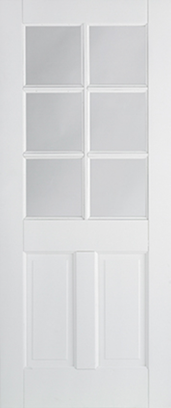 White Canterbury 2 Panel Primed Glazed 6 Light FD30 Fire Door - The Wooden Door Company