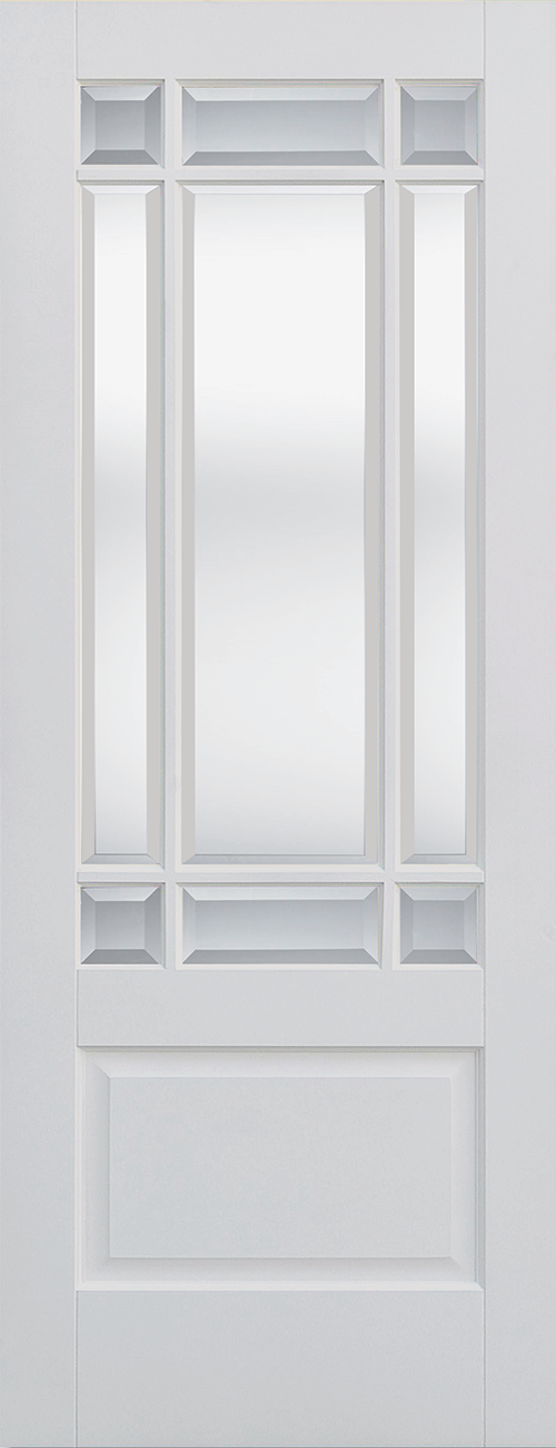 White Downham Clear Bevelled Primed Glazed 9 Light Internal Door - The Wooden Door Company