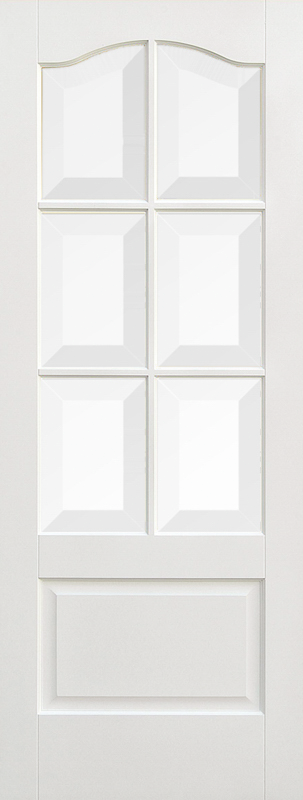White Kent Primed Glazed 6 Light Internal Door - The Wooden Door Company