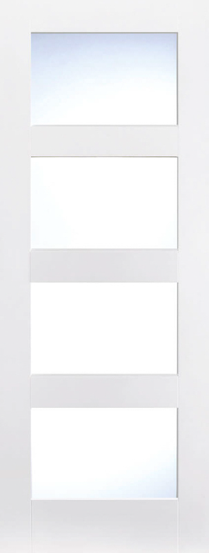 White Shaker Primed Glazed 4 Light Internal Door - The Wooden Door Company
